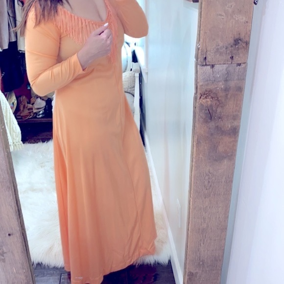 Vintage JC Penny maxi dress with fringe union made size small - Picture 2 of 7